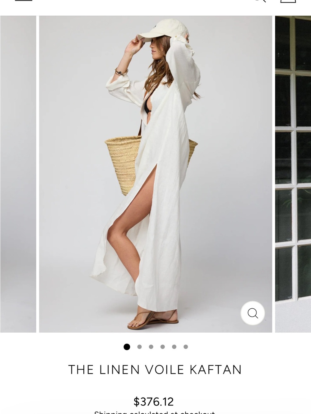 The Linen Voile Kaftan Dress - Baby Blue - Picture 2 of 7